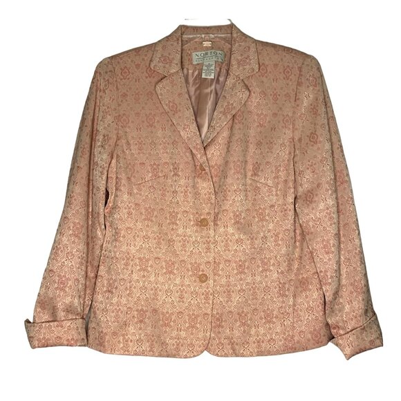 NORTON MCNAUGHTON Vintage Jacquard 2-Piece Suit Blazer & Pencil Skirt Size 6 - Picture 2 of 11